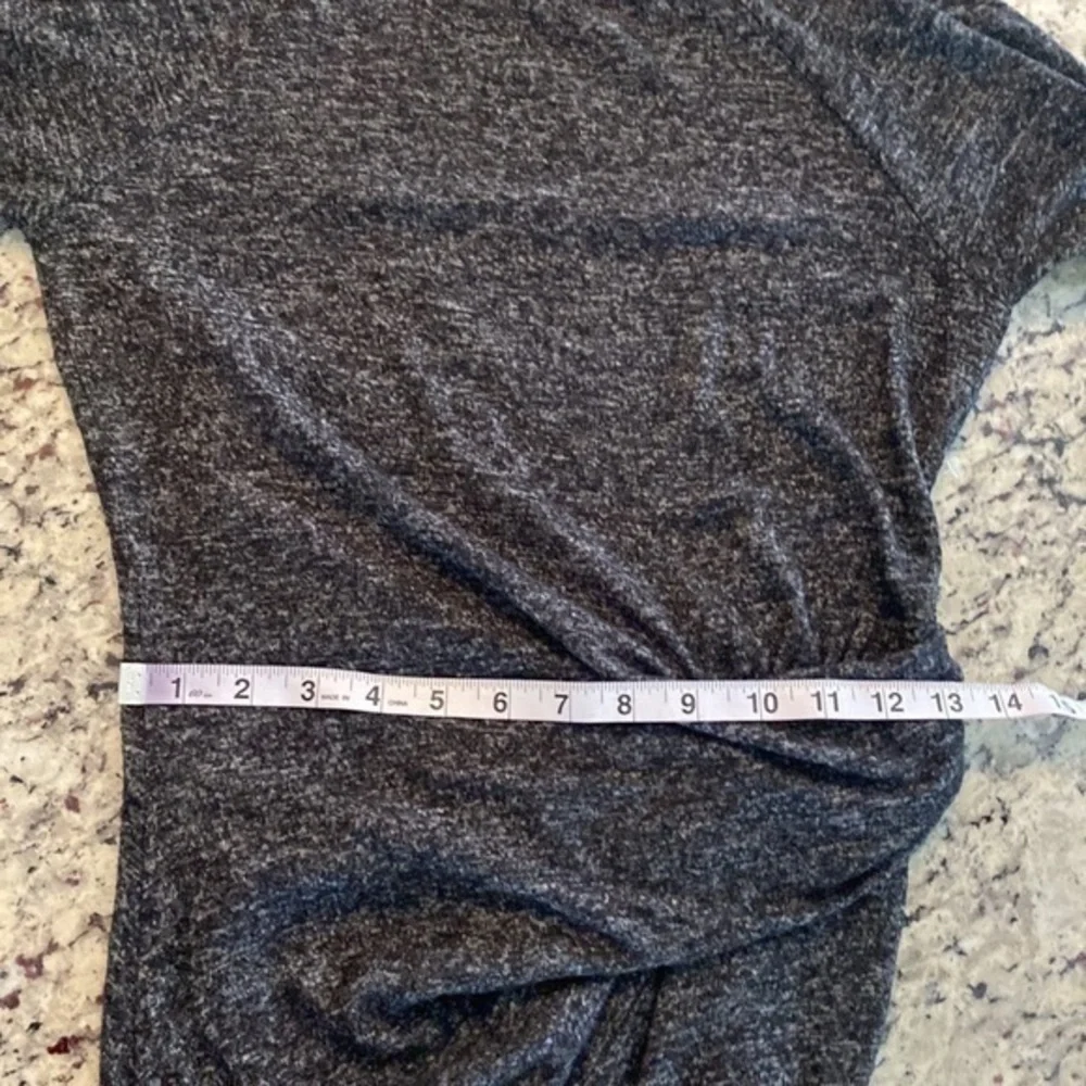 Athleta Solitude Black Marled Gathered Long sleeve knit dress O19